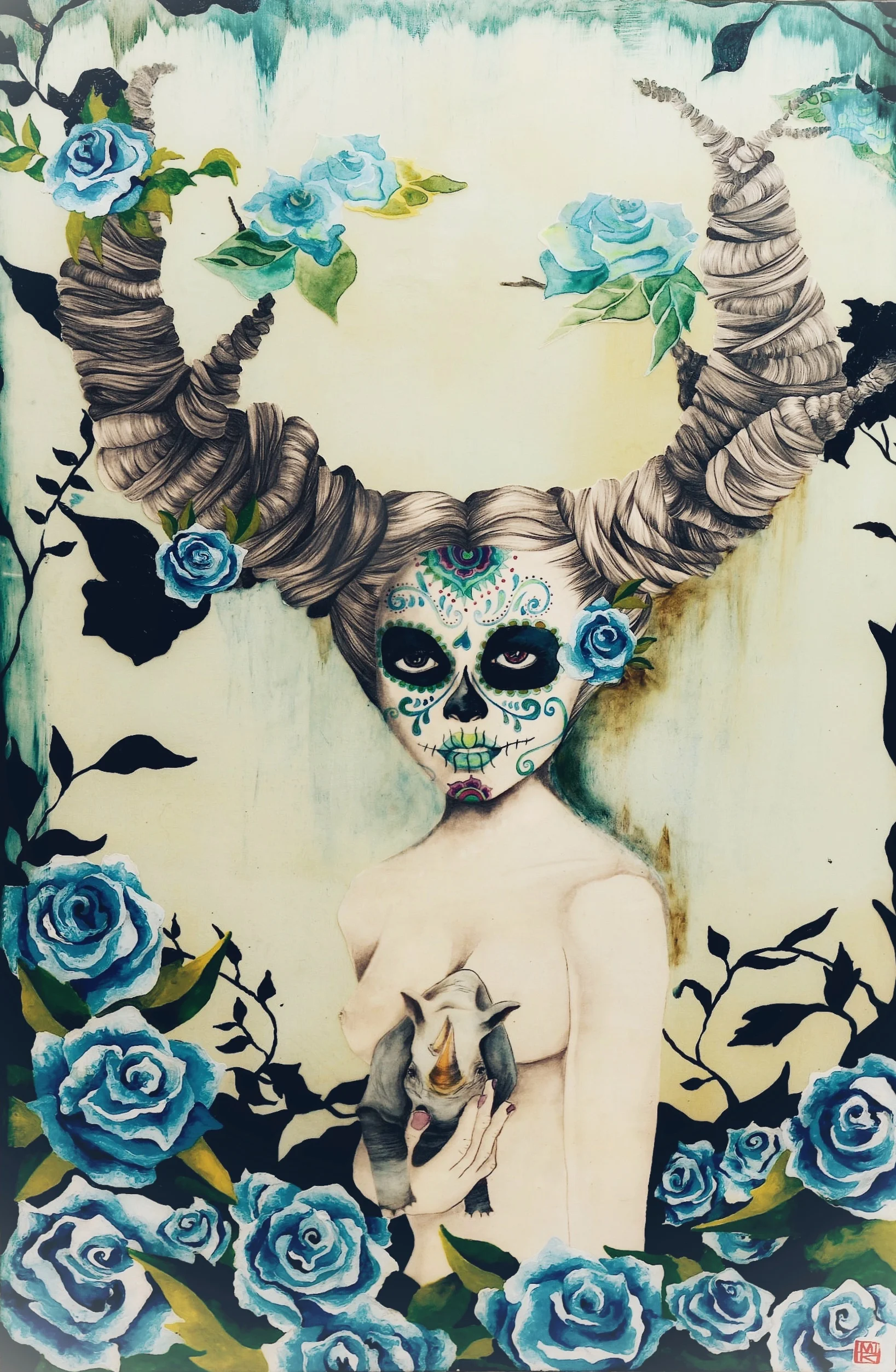 WARRIOR TWO encaustic mixed media SOLD