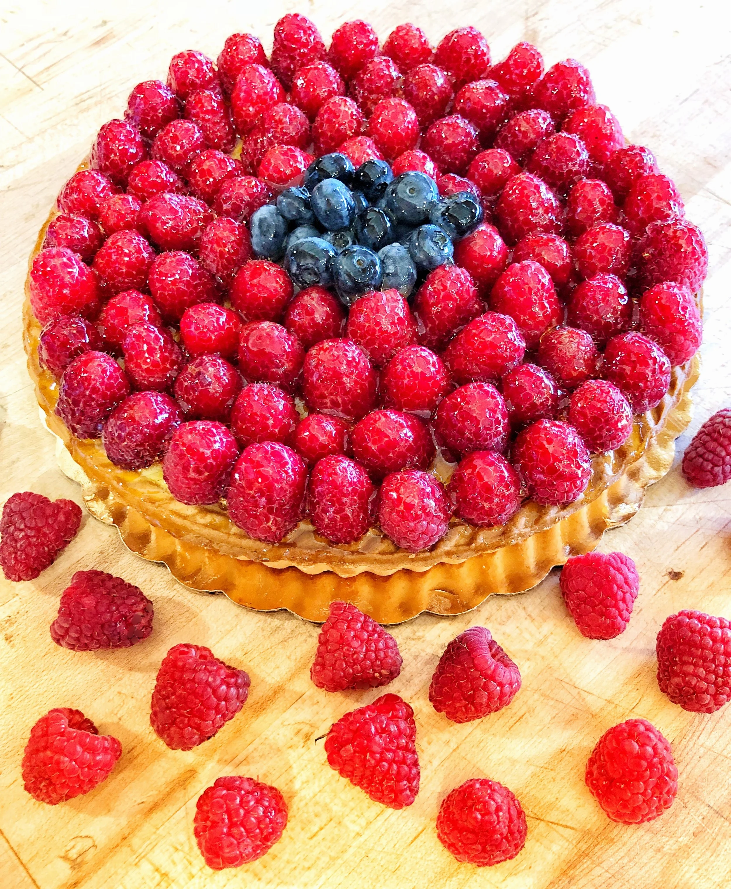 Raspberry cheese cake tart handmade by our baker