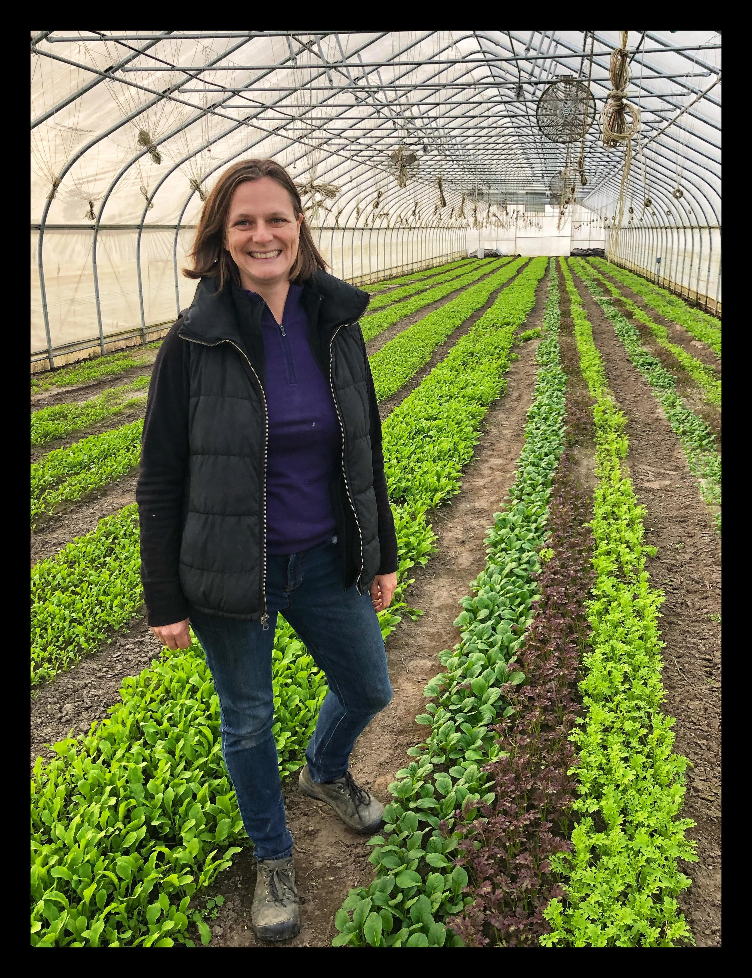 Caroline Pam at her farm Kitchen Garden Farm in Sunderland. She will be at Russo’s on Saturday.