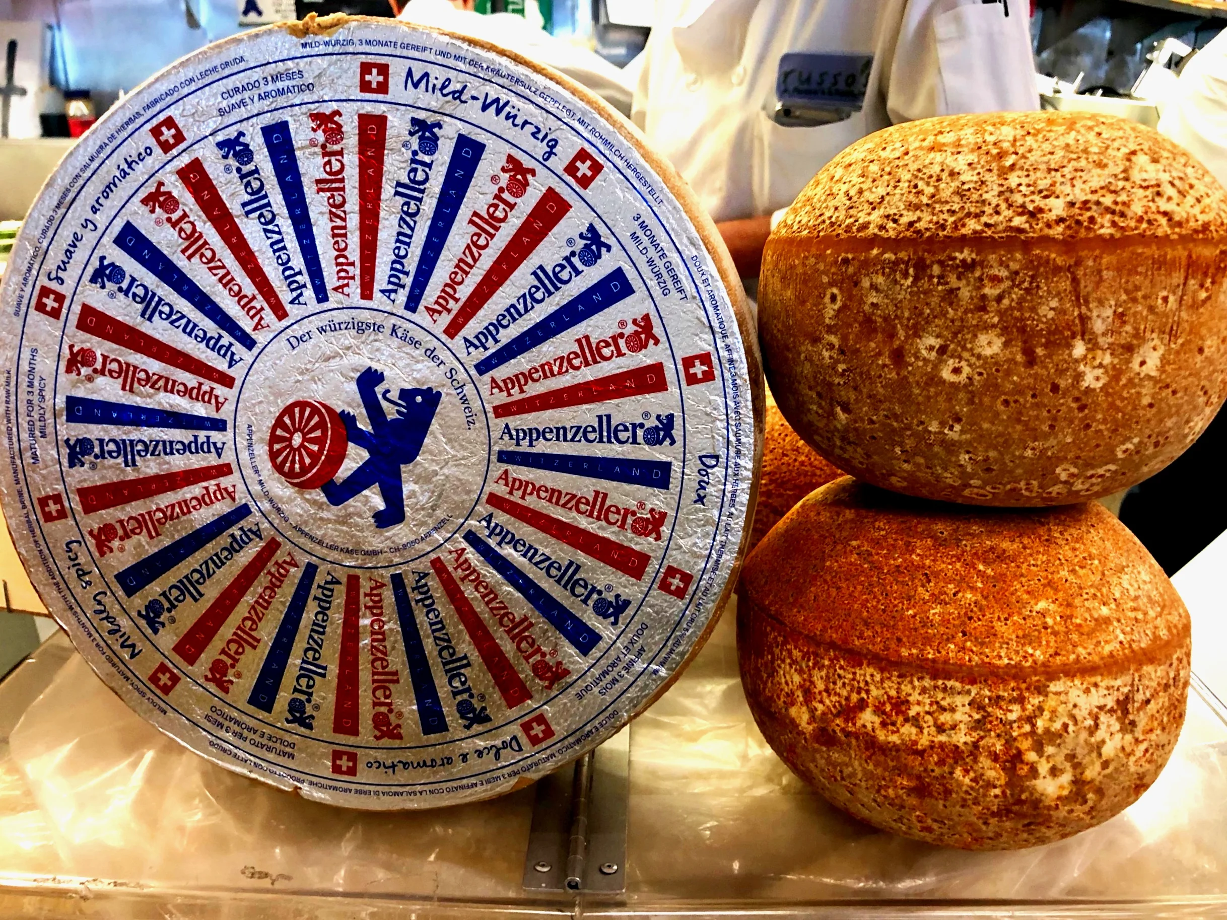 This week’s special cheeses, including Mimolette which is one of the more interesting looking cheeses we have seen!