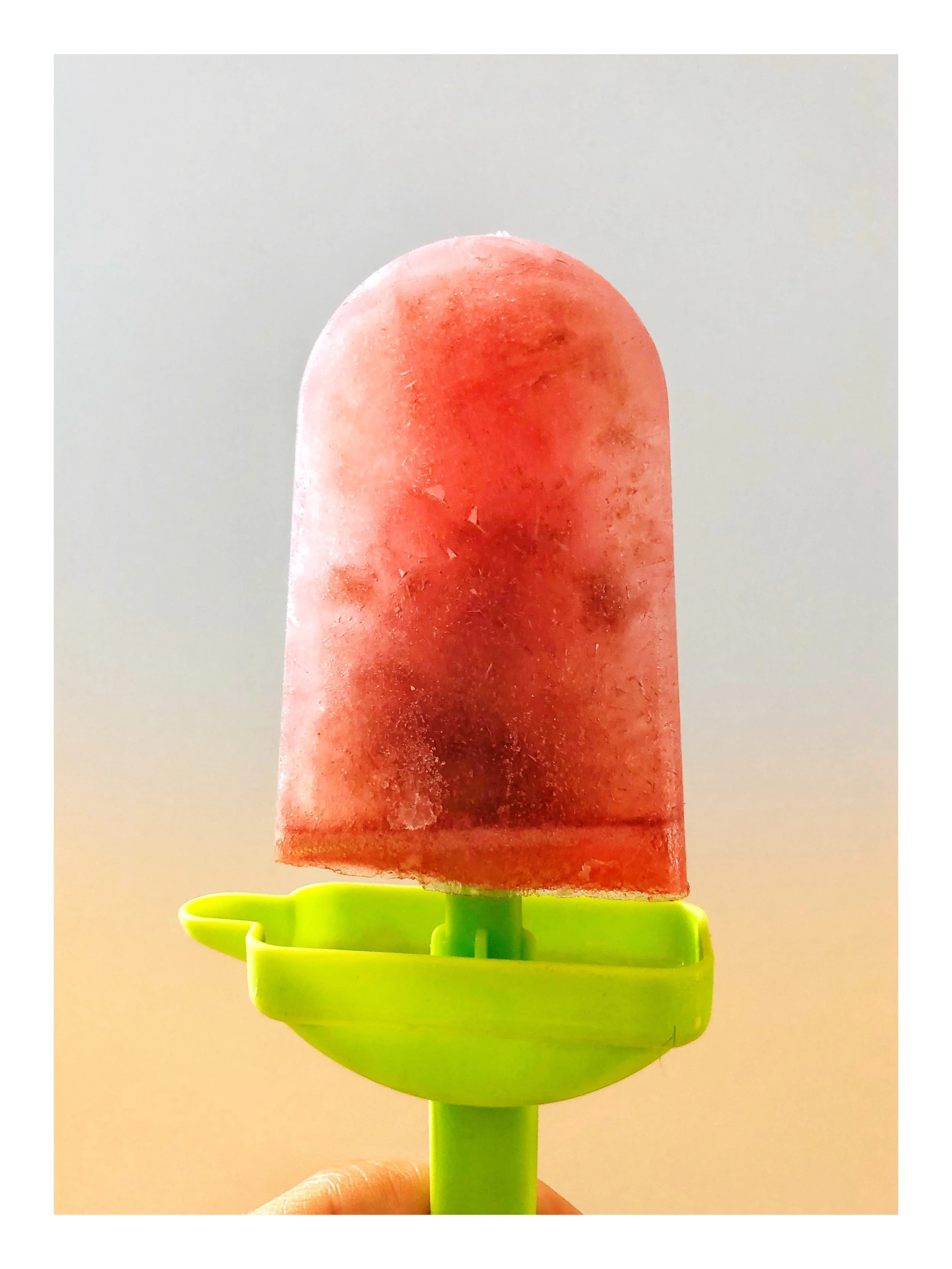 Watermelon popsicles with fresh strawberries added for extra sweetness!