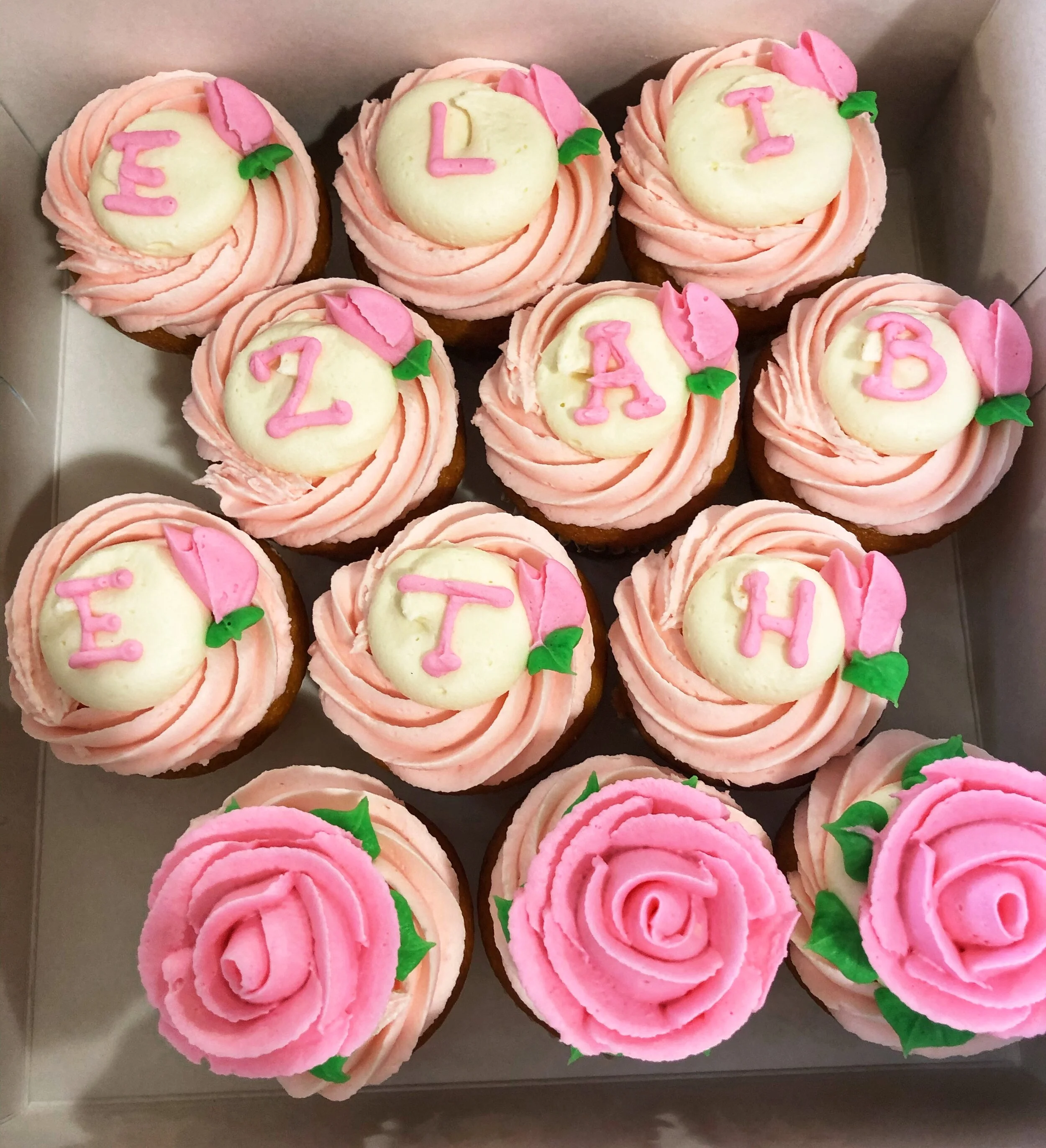 We adopted our foster dog and celebrated with these sweet vanilla cupcakes! You may order custom decorated cupcakes from our bakery for any celebration - big or small!