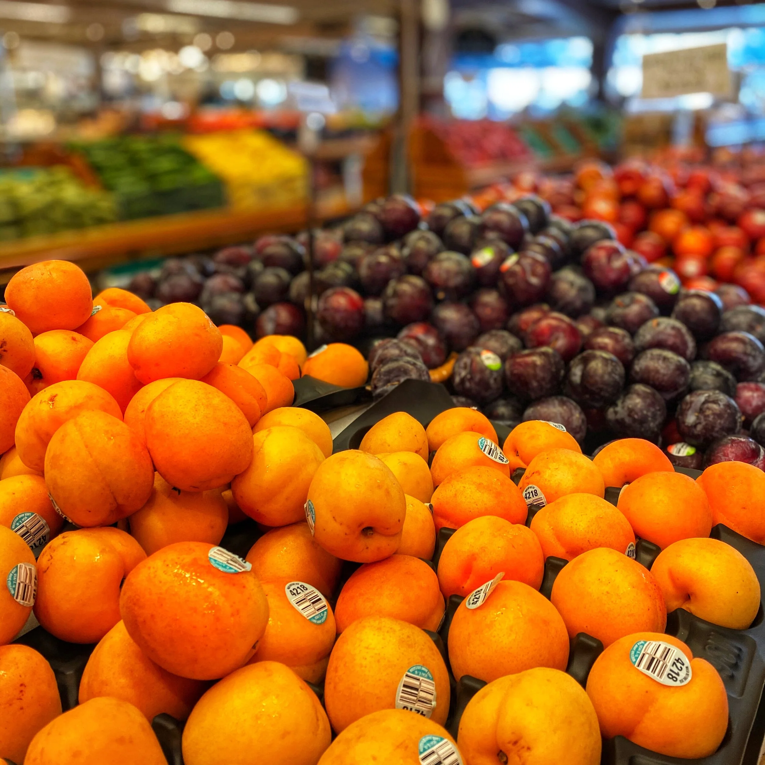 Fresh summer plums, nectarines and peaches in our store.