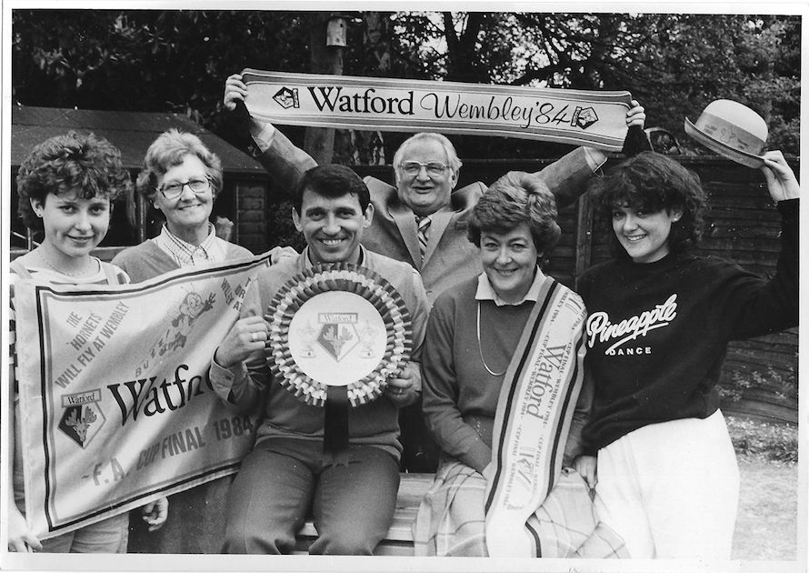 The Taylor family ready for Watford's FA Cup final appearance in 1984.