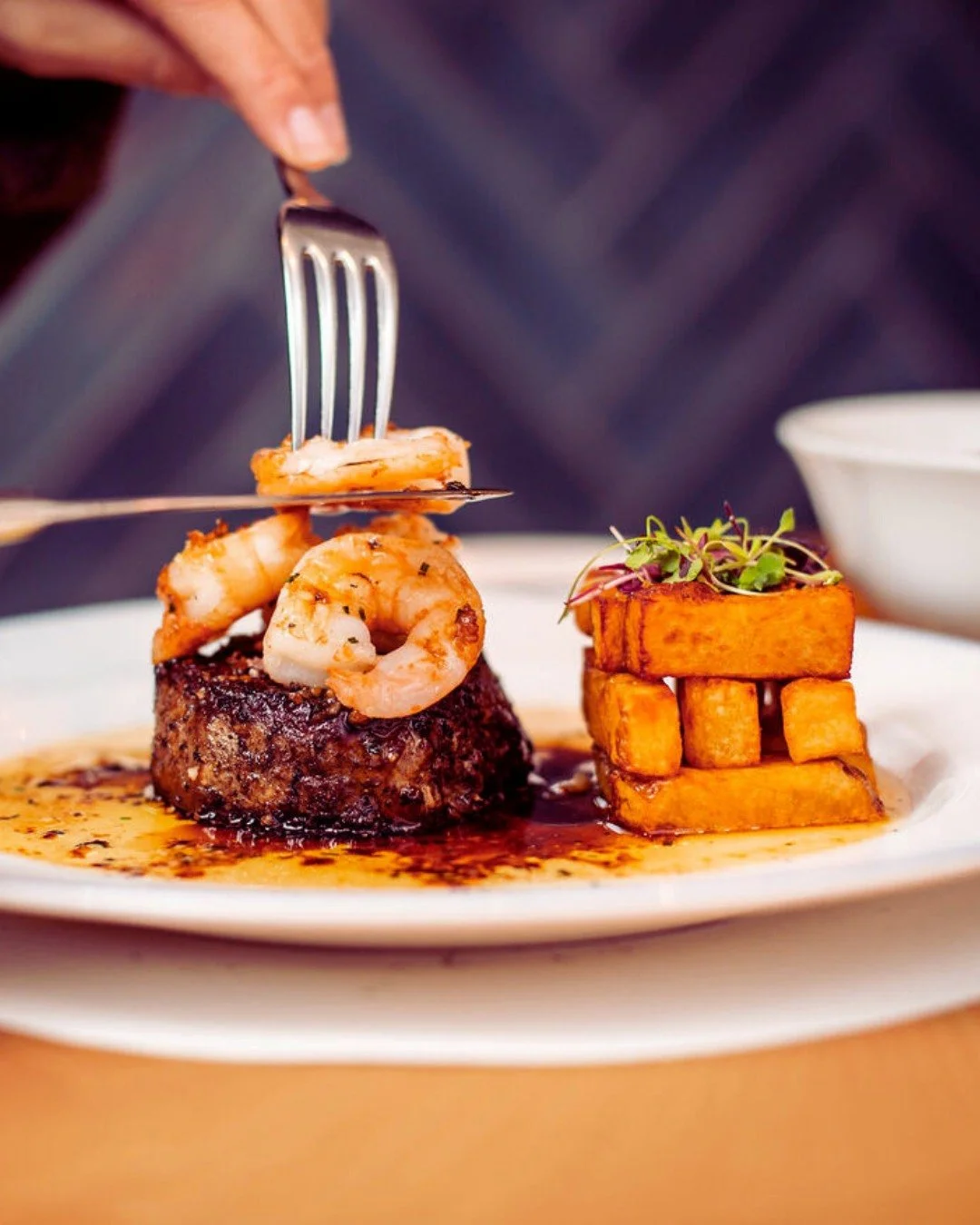 Join us every Wednesday for our take on a classic.

 Surf &amp; Turf, done the Gamba way. 🥩🦐 

Think beautifully cooked Scotch fillet, sweet king prawns, a perfectly seared scallop, generous garlic butter, and golden, chunky chips 

 It&rsquo;s wha