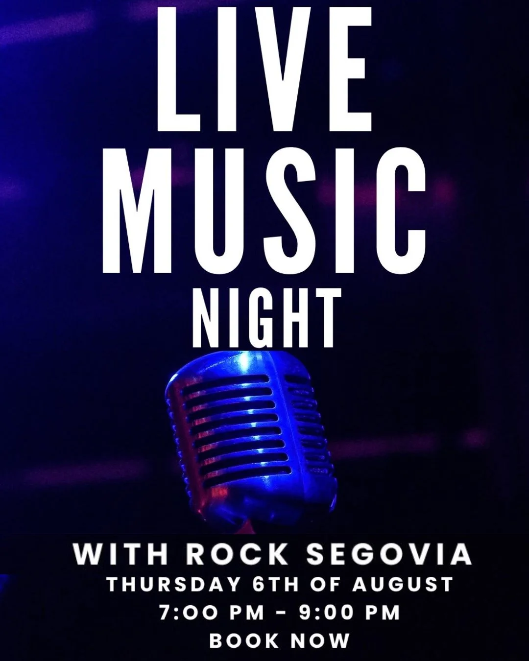 Live music returns to Gamba this August. 🎶

Join us for an evening with the super-talented guitar-vocalist Rock Segovia, whose rich, soulful voice is the perfect accompaniment to dinner.

From Bob Marley and The Jackson 5, to Sting and Bruno Mars, h