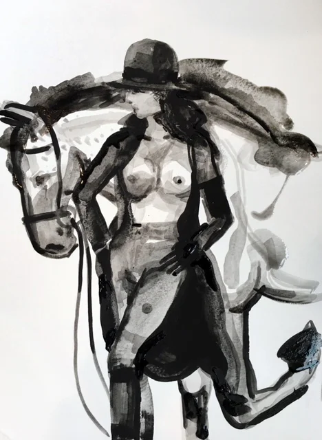 FLASHE RIDER, Flashe on Paper, 18x24, 2017