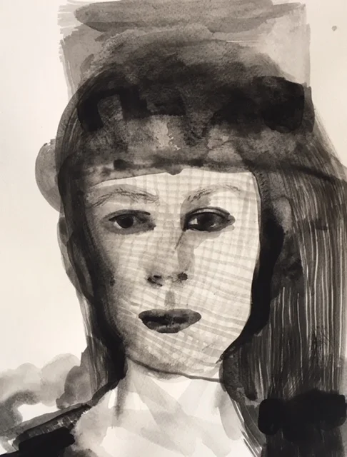 Olivia study, flashe on paper, 13.5x17, 2018