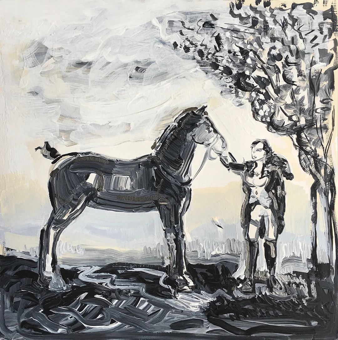 Draft Hunter, 2018 flashe on panel 16 x 16 inches