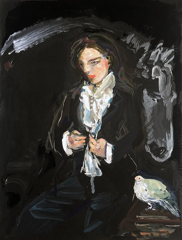 DOVE, 2019 acrylic on paper mounted on panel 9 x 12 inches