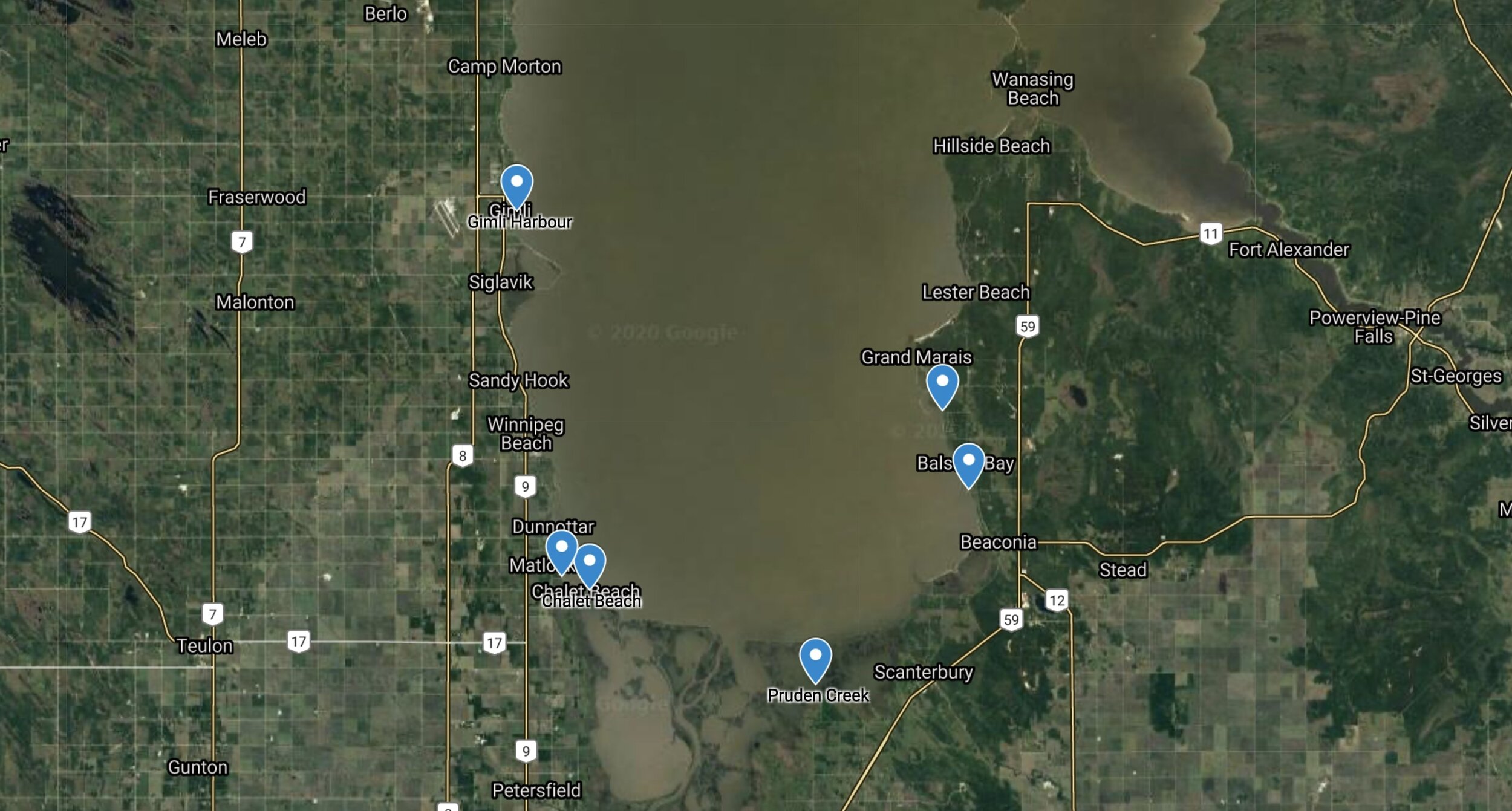 Map of Lake Winnipeg Public Access Points Image courtesy of  IceBound Excursions