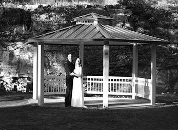 Newly married couple at the Indian Springs gazebo in Spearfish