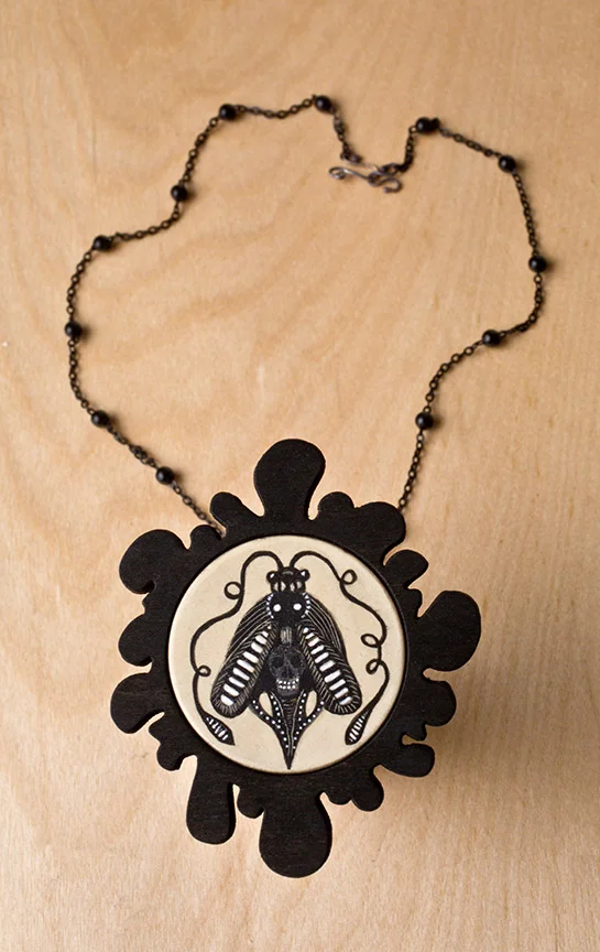 illustrated pendant handmade