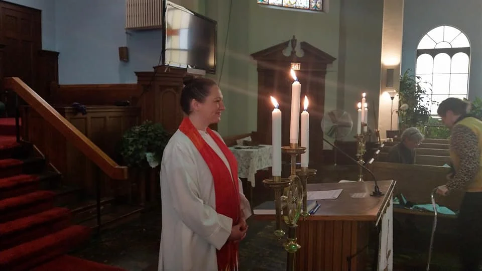 Pastor Lindsey leading All Saints Worship Service