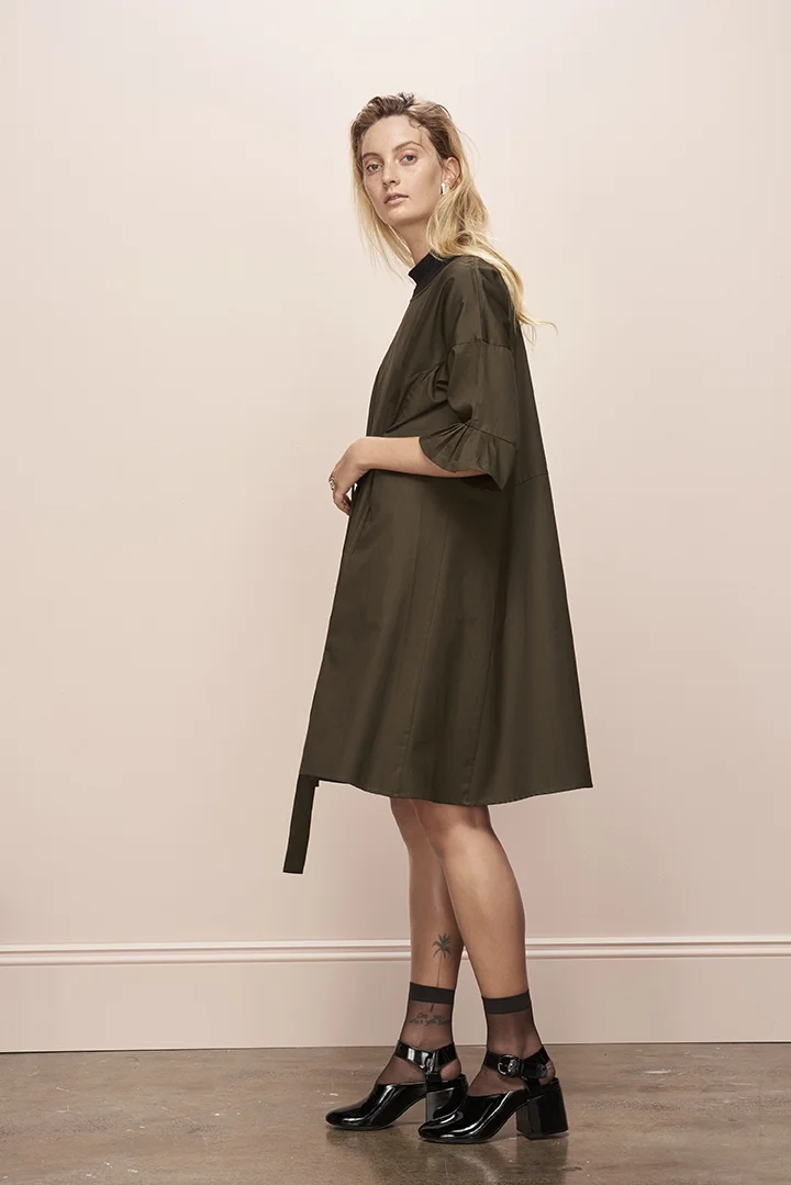 Shutter Dress Dark Moss  O O L O O P