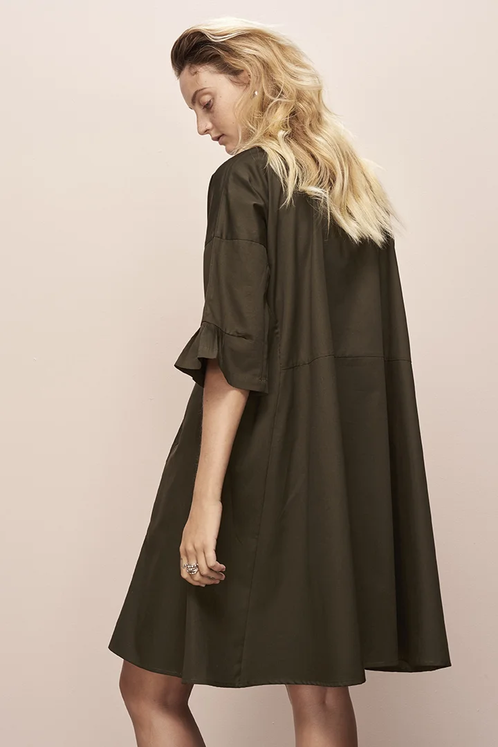 Shutter Dress Dark Moss  O O L O O P