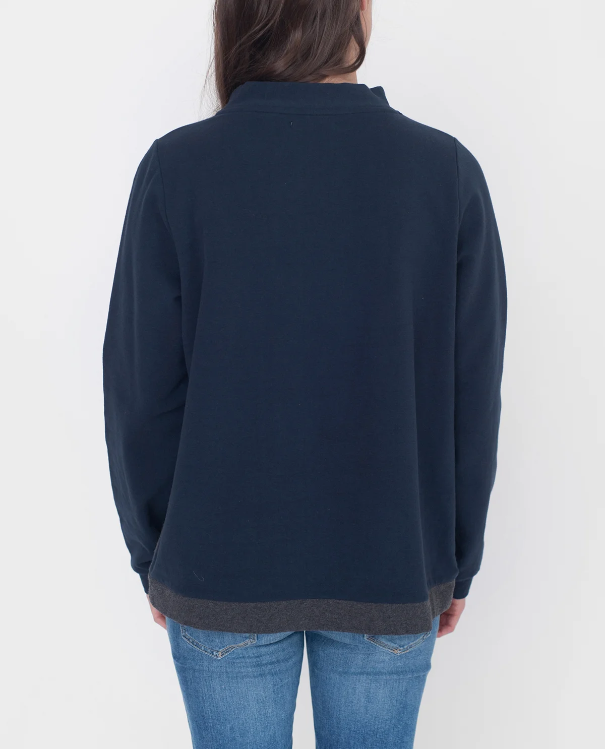 beaumont organic black navy grey sandra sweatshirt product photography