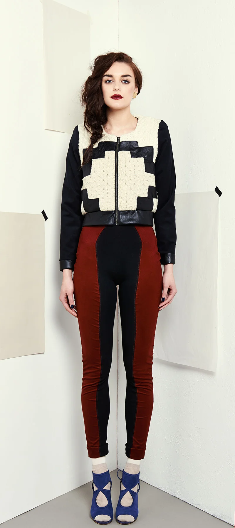 Side Panel Trousers Burgundy & Black