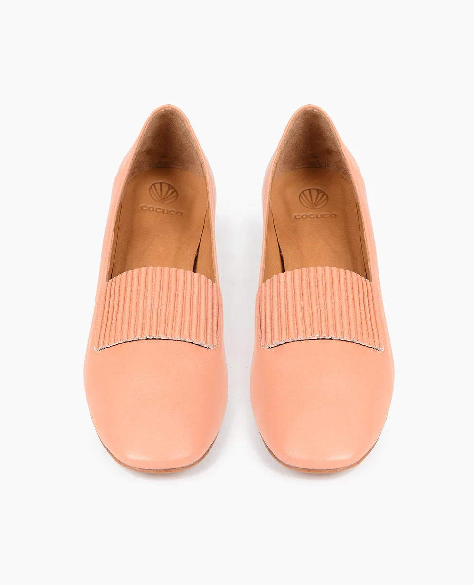 Negroni Coclico leather and wood natur mango pink pastel womens shoes sale leather slides comfortable casual date night dress up sustainable fashion product photography