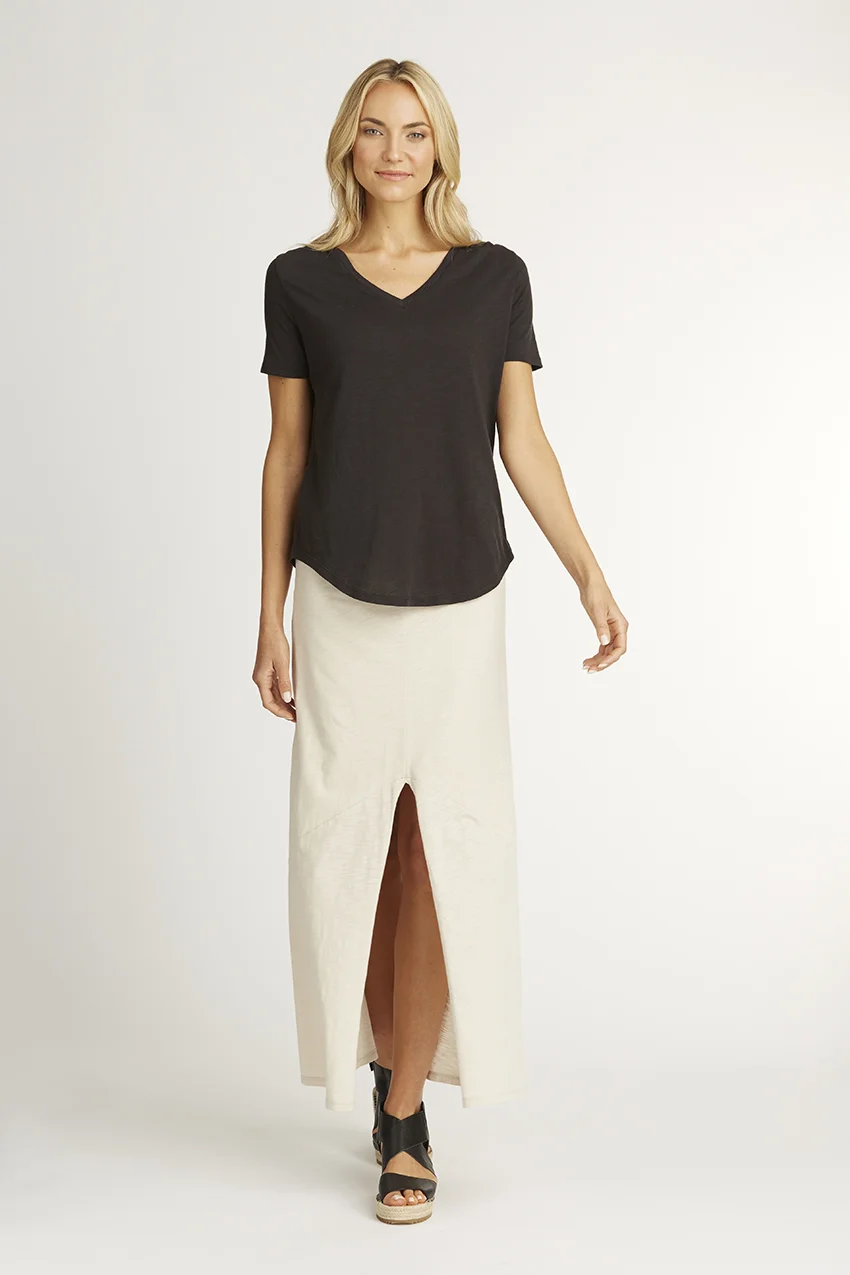 indigenous front slit skirt white product photography