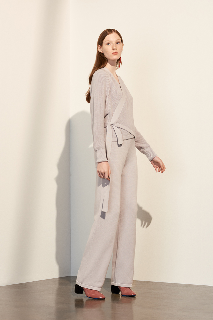kowtow lilac grey practice pant product photography