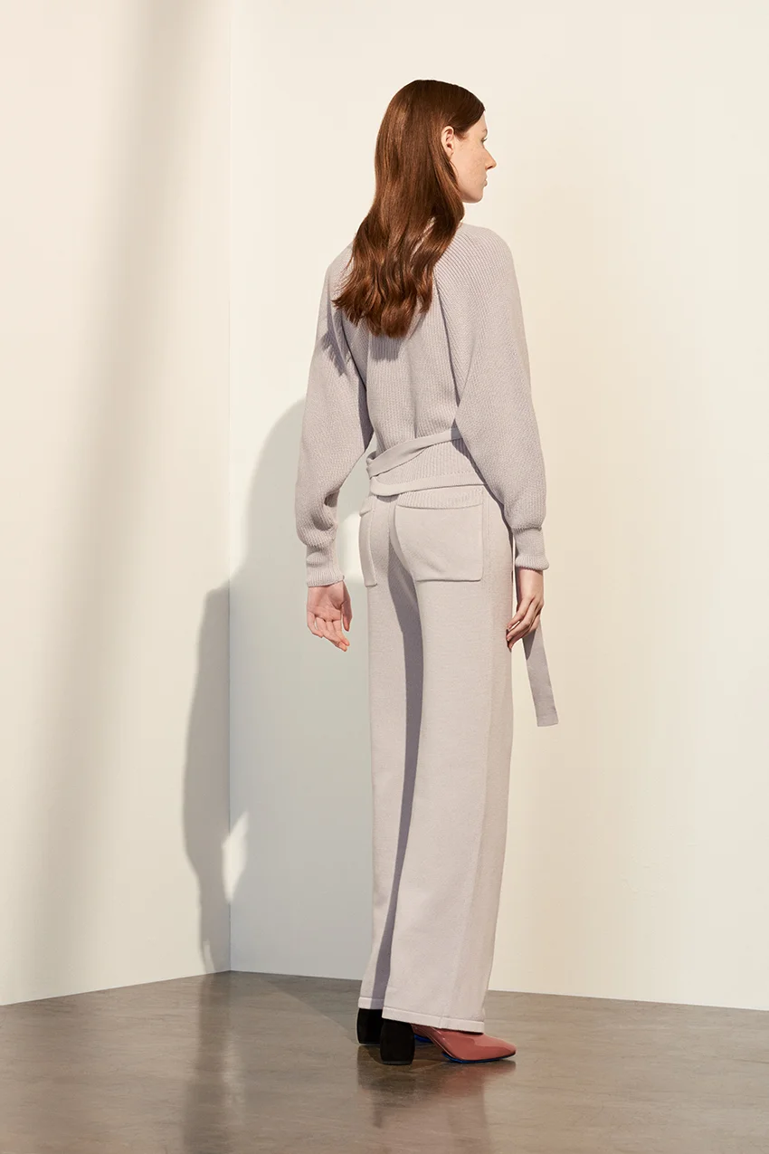 kowtow lilac grey practice pant product photography