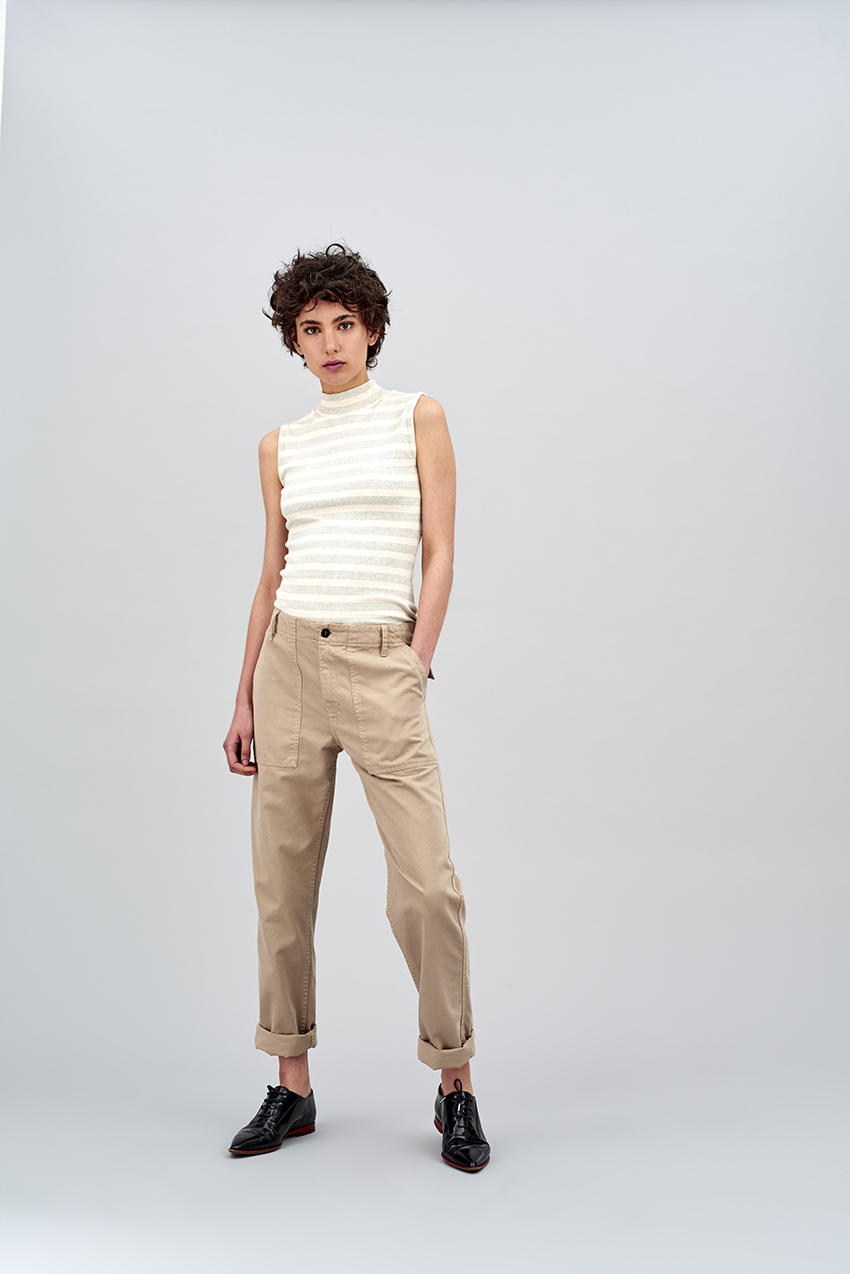kings of indigo tirzah pants khaki organic cotton bottoms womens Womens beige 9-5 casual wear sustainable fashion ecofriendly product photography