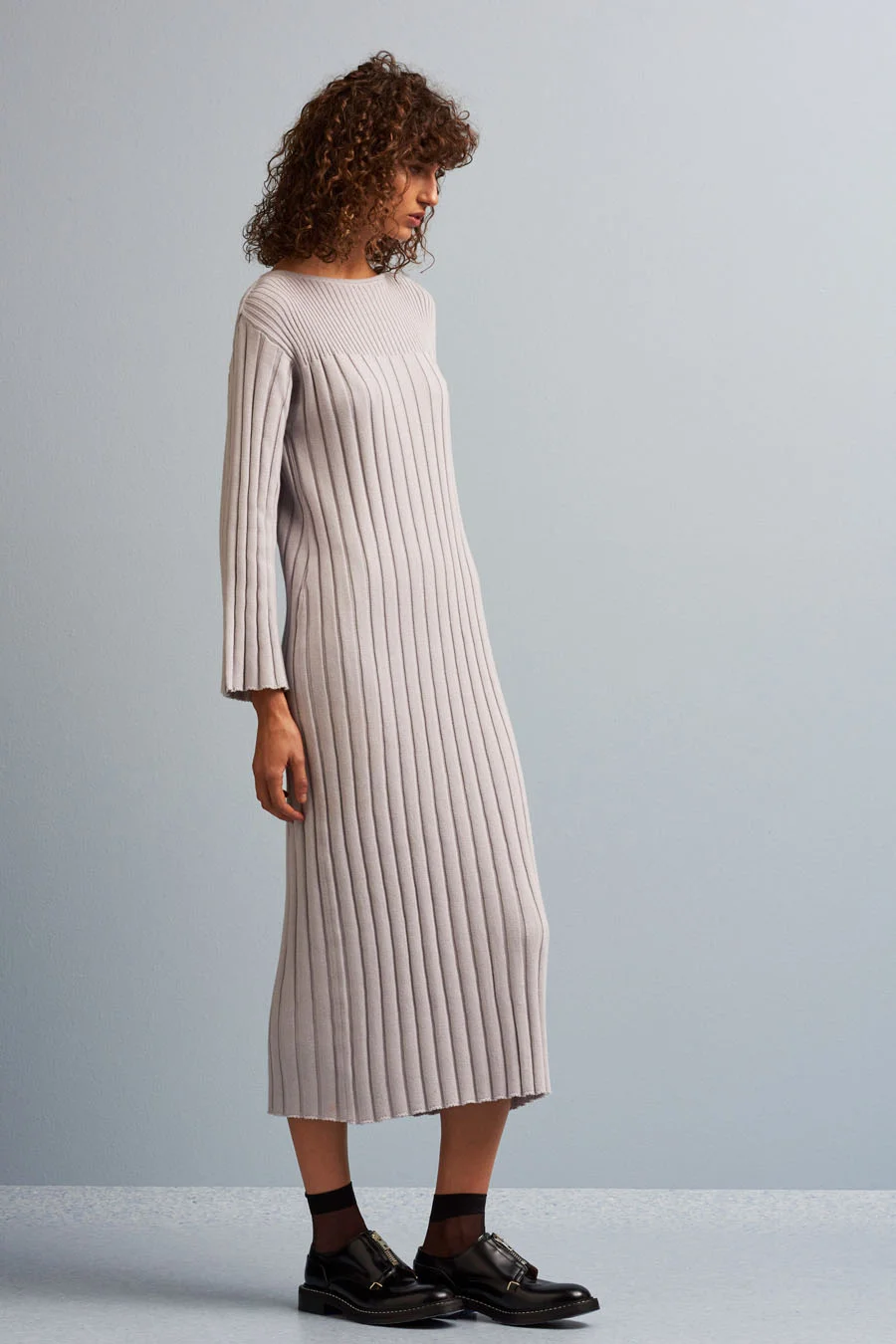 kowtow grace dress lilac grey product photography