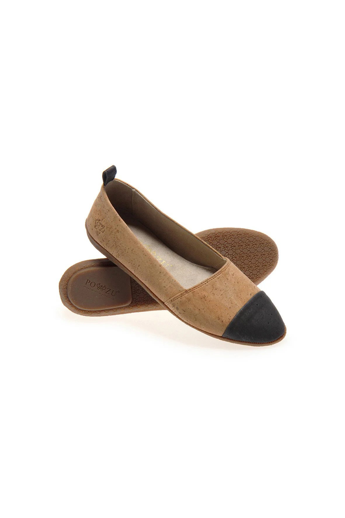 po zu ello c natural cork beige black product photography
