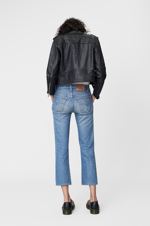 deadwood cropped debbie biker jacket black product photography