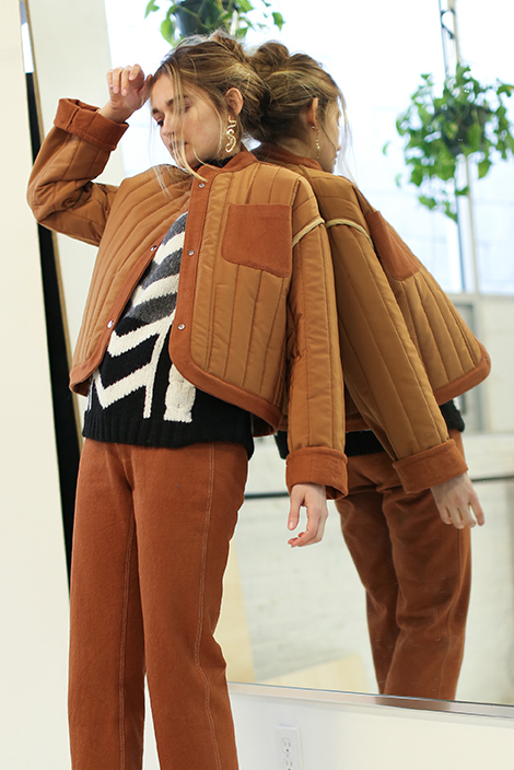 kordal quilted jacket tobacco product photography