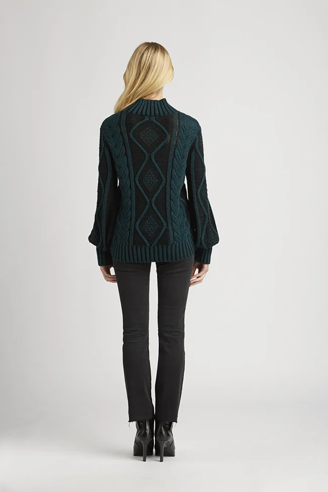 indigenous plaited cable sweater jade black fashion product photography