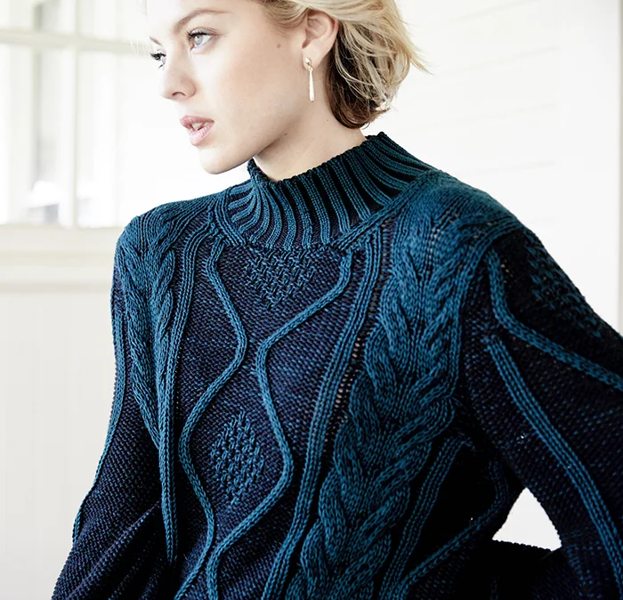 indigenous plaited cable sweater jade black fashion product photography