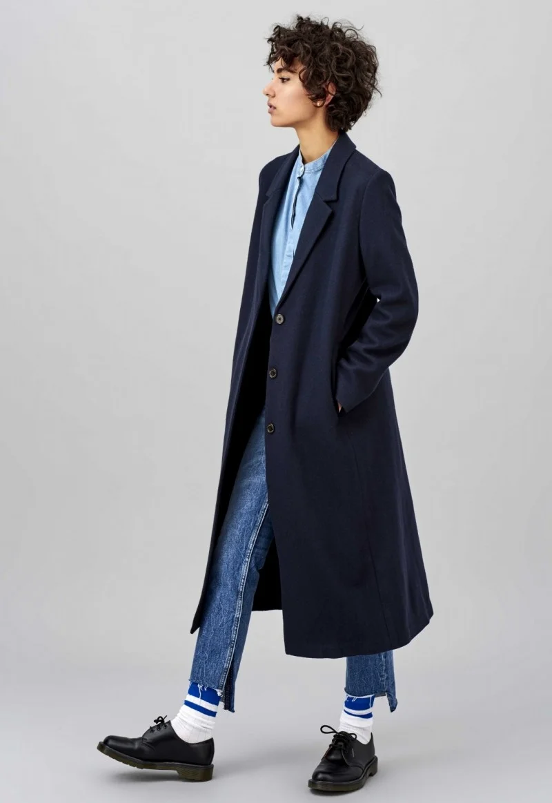 kings of indigo gianna overcoat navy fashion product photography