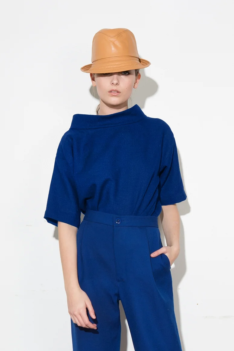 h fredriksson crop top wool blue Sustainable Fashion product photography