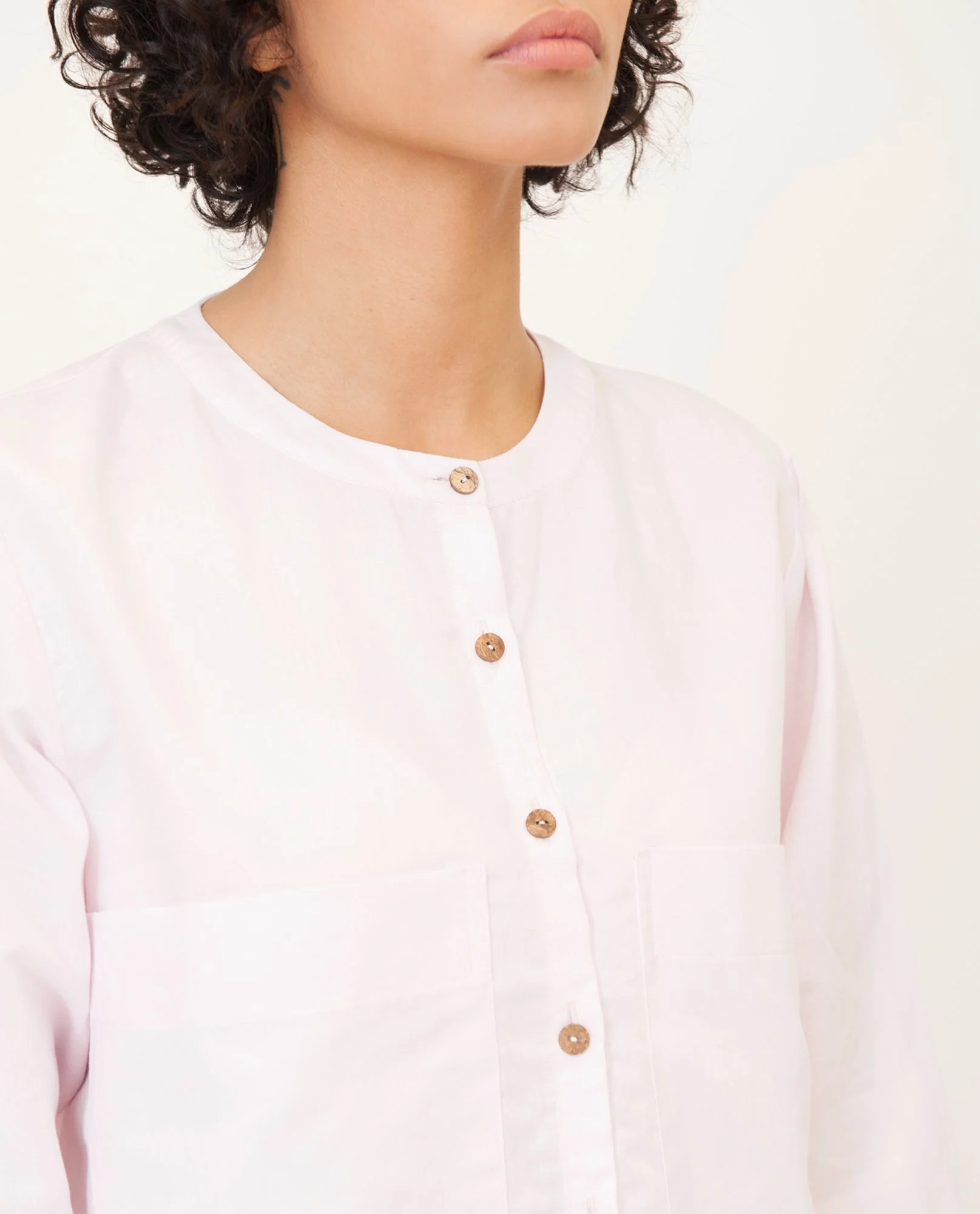 beaumont organic linen light pink top sustainable fashion product photography