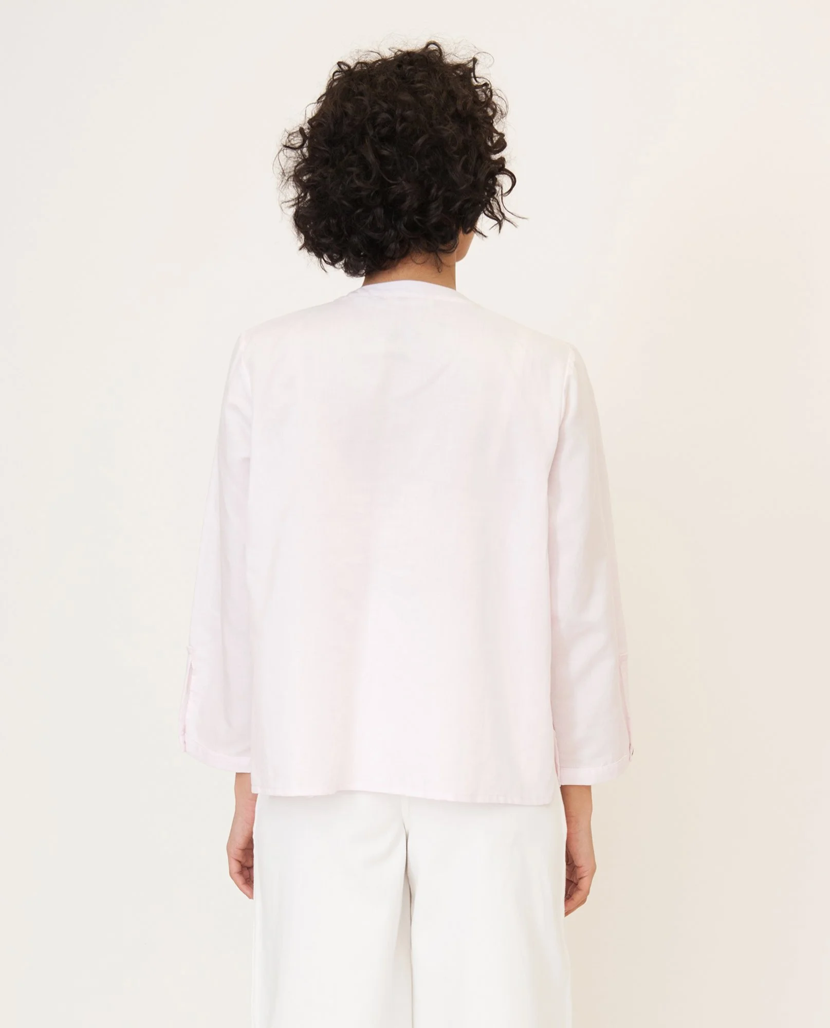 beaumont organic linen light pink top sustainable fashion product photography