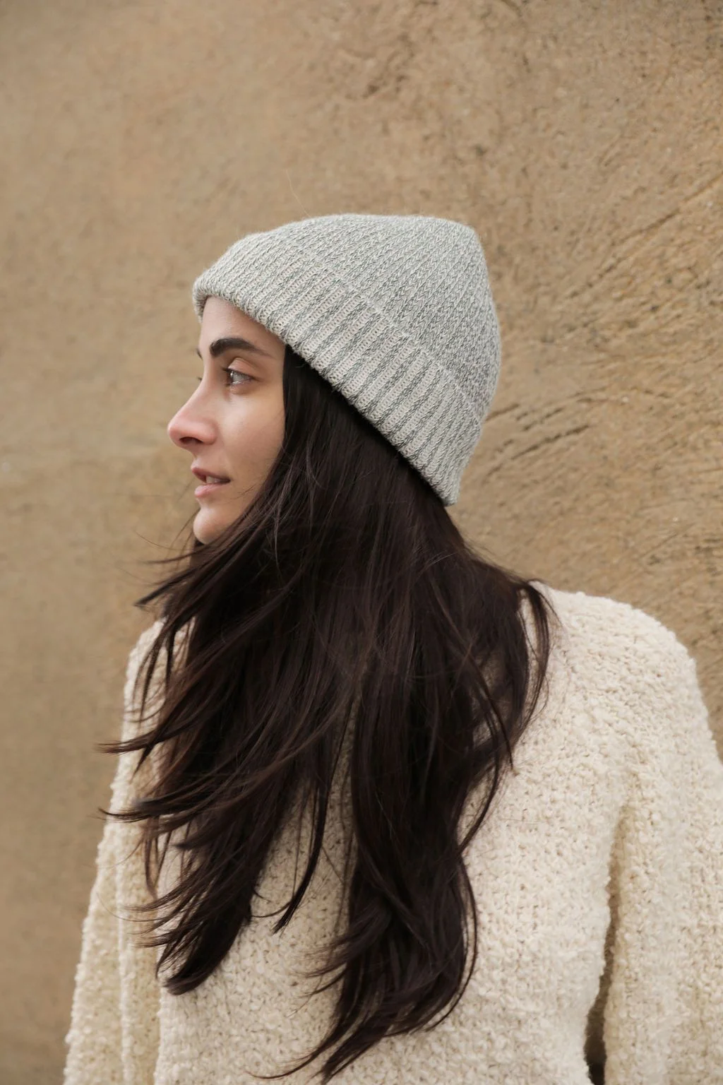 kordal plaited hat beanie alpaca silk green cream ethical product photography