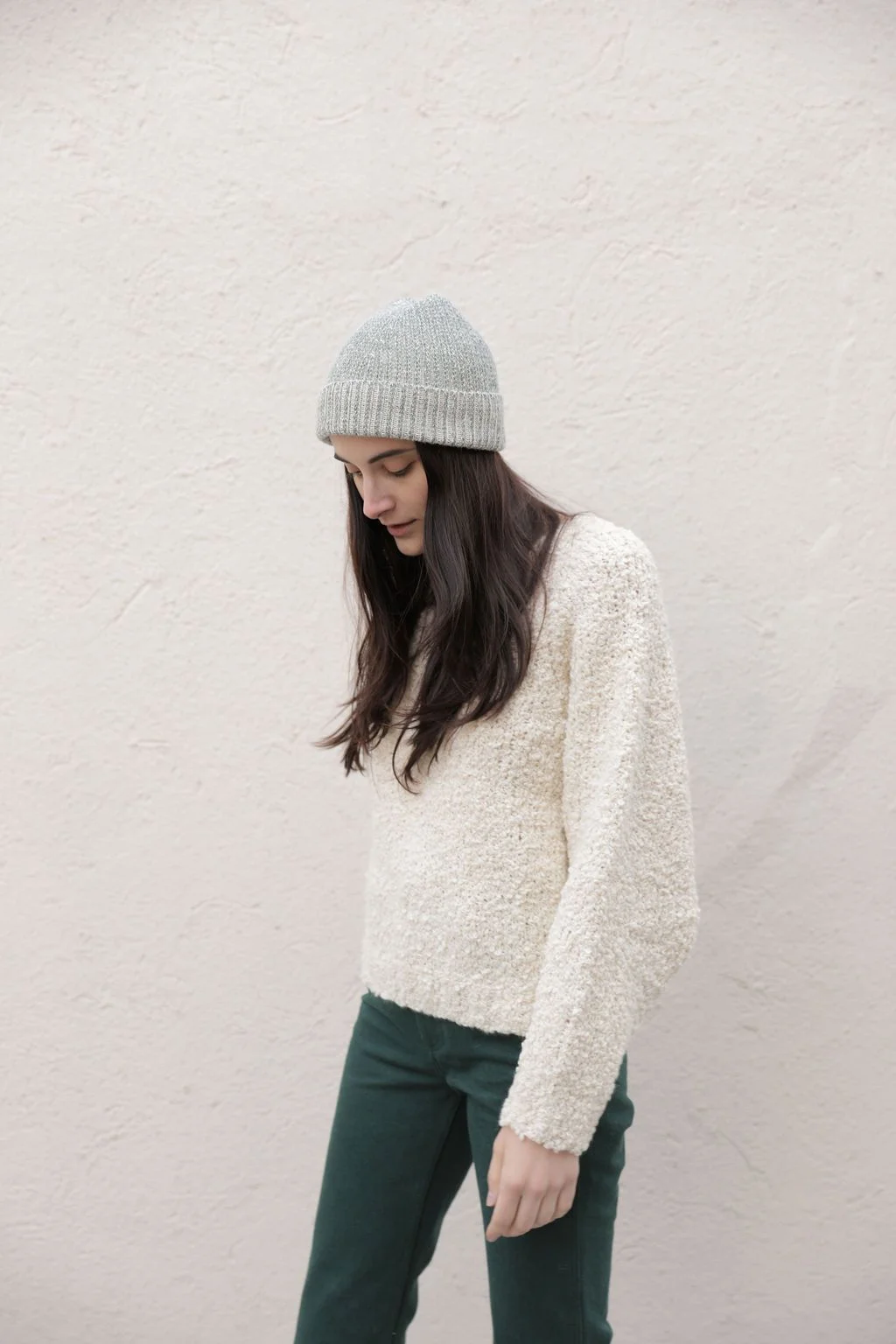 kordal plaited hat beanie alpaca silk green cream ethical product photography