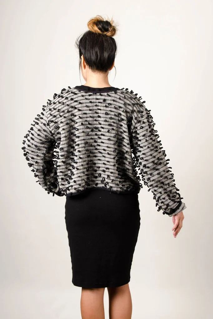 tonle srey oun black and grey sweater upcycled Sustainable Fashion Product Photography