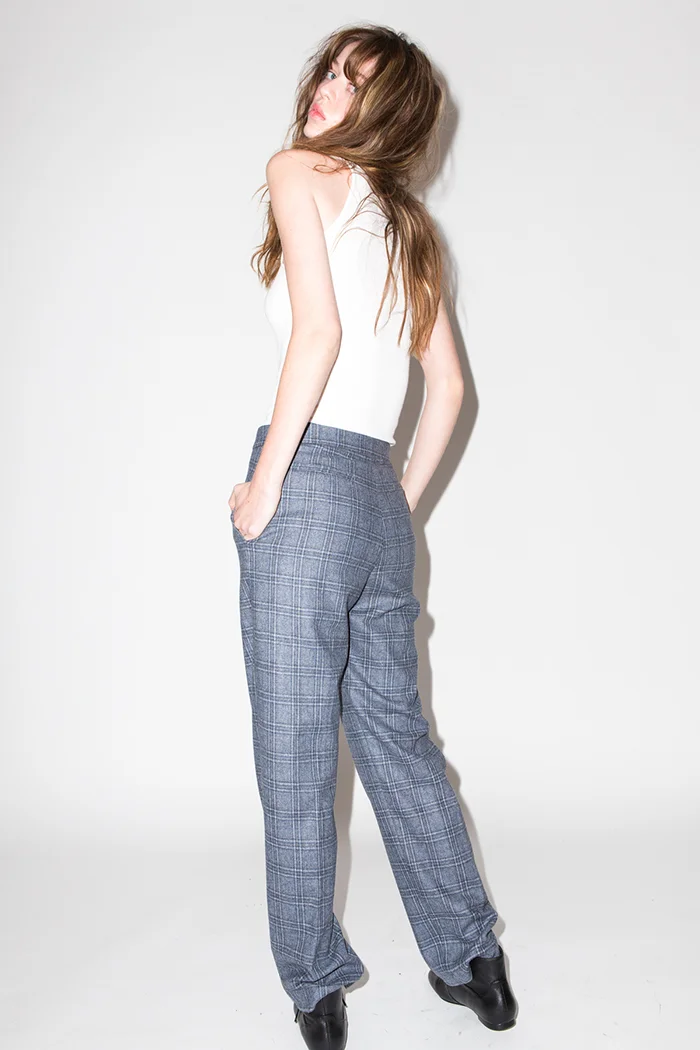 kurt lyle nancy trouser brown plaid recycled wool Sustainable Fashion Product Photography