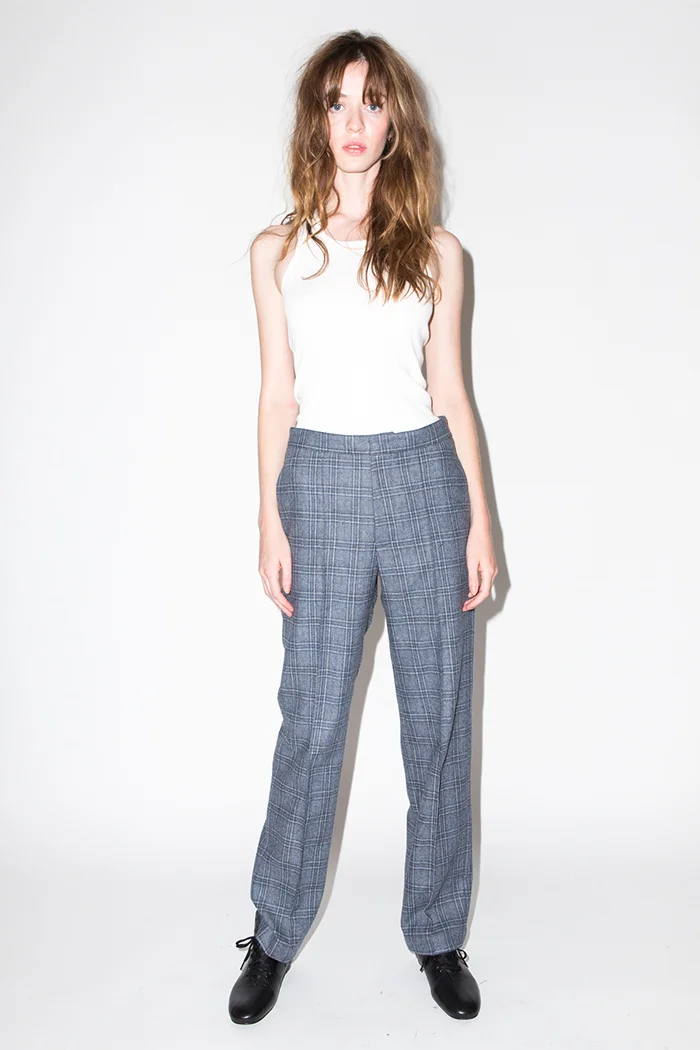 kurt lyle nancy trouser brown plaid recycled wool Sustainable Fashion Product Photography