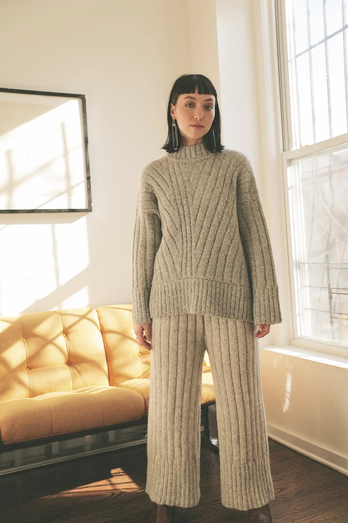 kordal rowan alpaca sweater pants sustainable fashion product photography