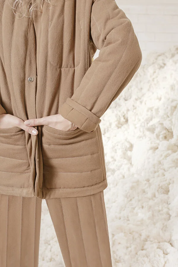 kordal riley sawyer quilted pants coca recycled cotton sustainable fashion product photography