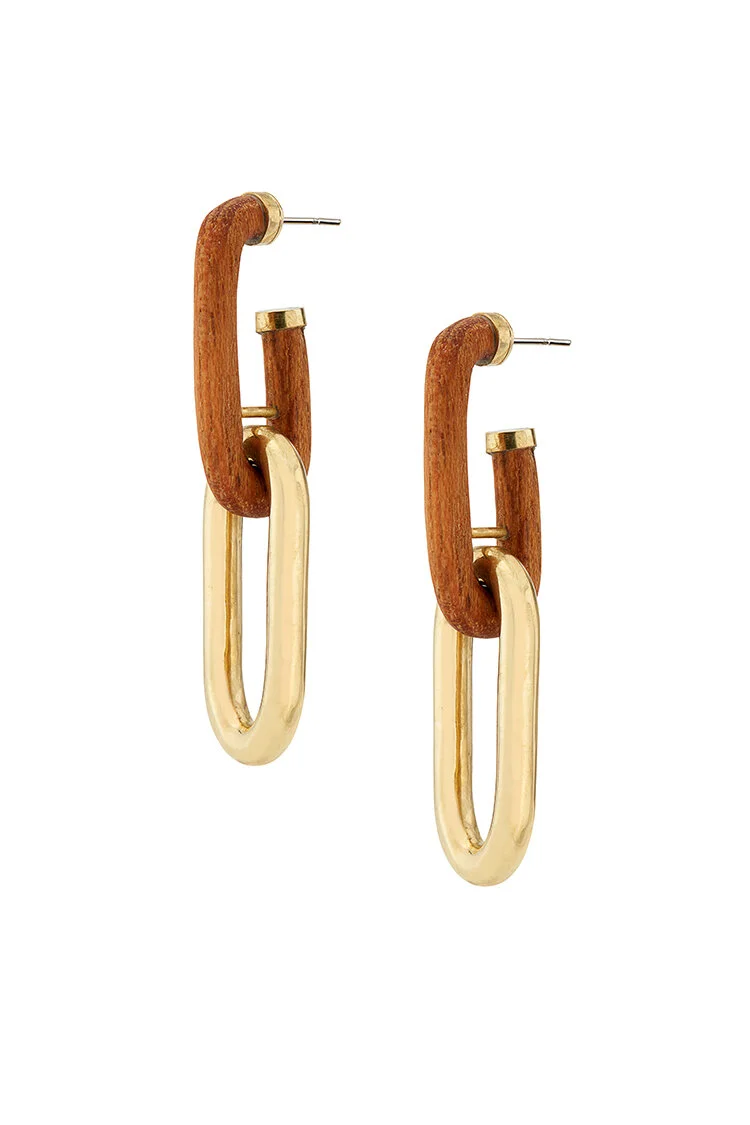 Soko Wood Capped Link Earrings