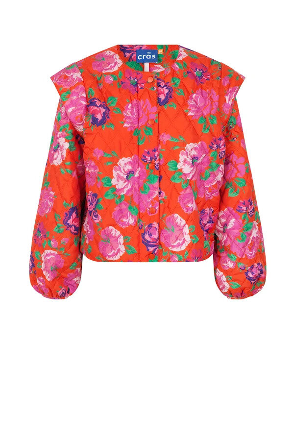 Cras | Milla Quilted Floral Jacket | Red Floral | Recycled Polyester