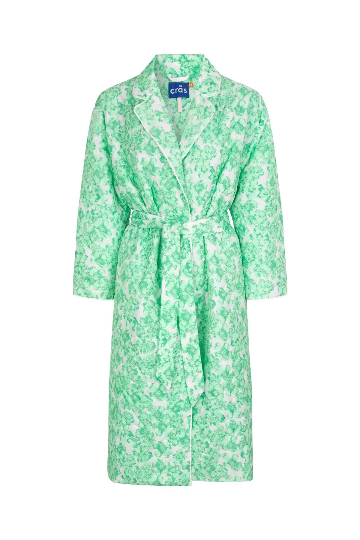 Tribe Mint Floral Quilted Maxi Jacket