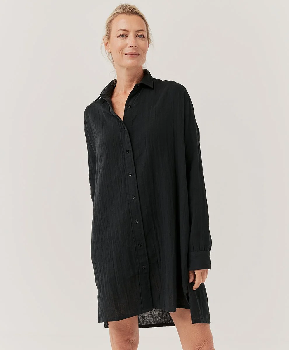 pact shirt dress Pact Coastal Shirt Dress Black — O O L O O P
