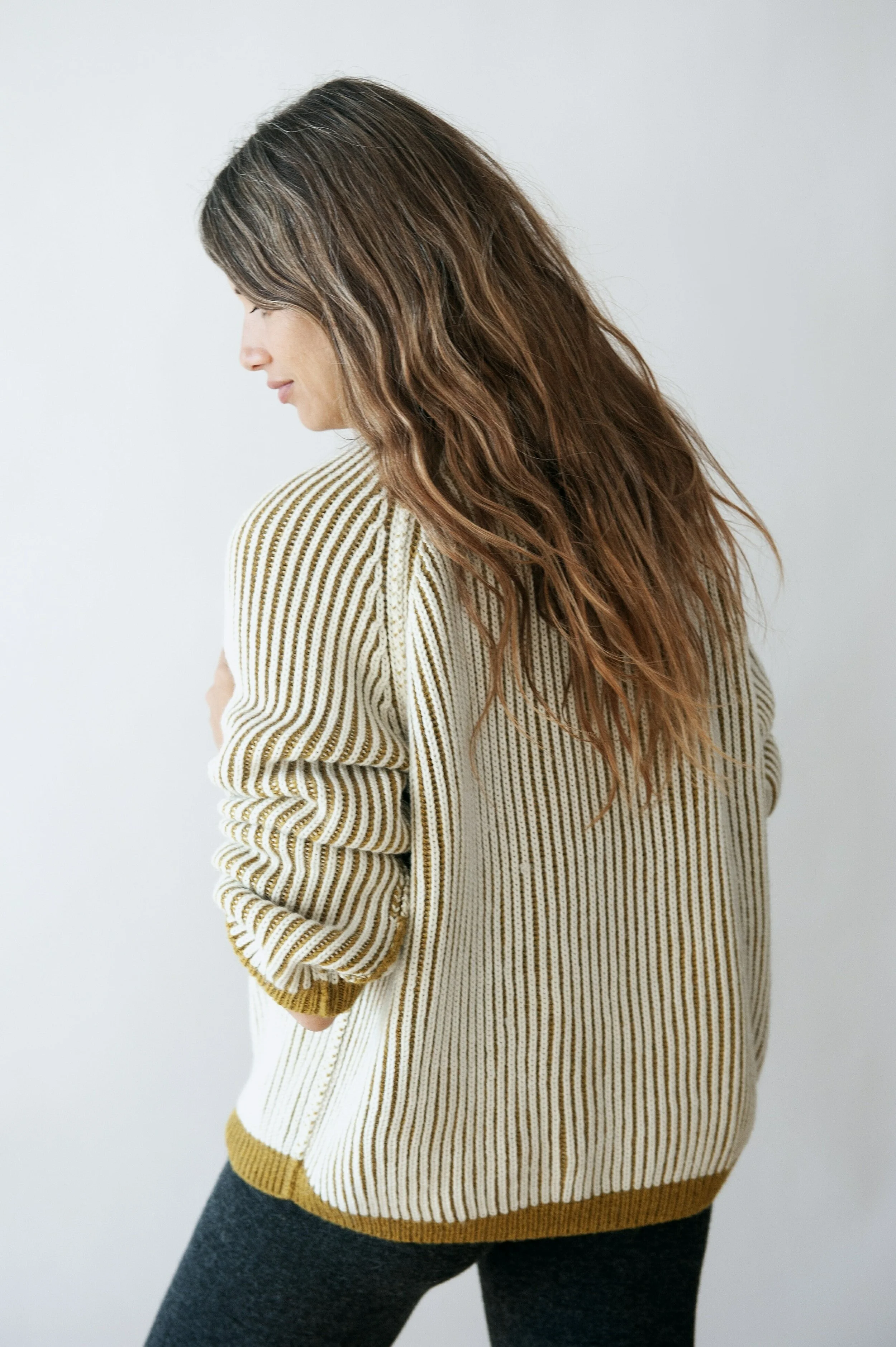 Jungle Folk Baby Alpaca Brook Sweater Moss Green-Ecru product photography