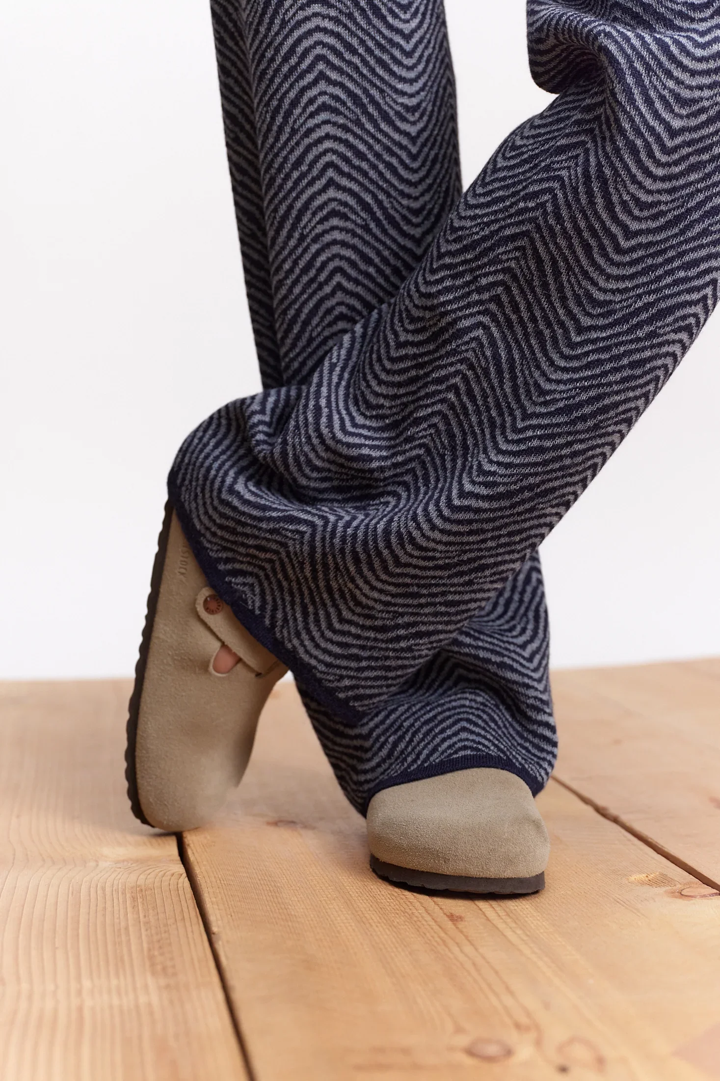 Baby Alpaca sweater pants Jungle Folk wavy navy product photography